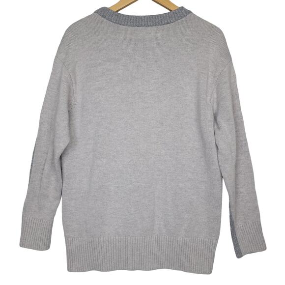 Tommy Hilfiger Women's Knit Velvet Logo Crewneck Wool Blend Sweater Large Gray - Picture 7 of 10